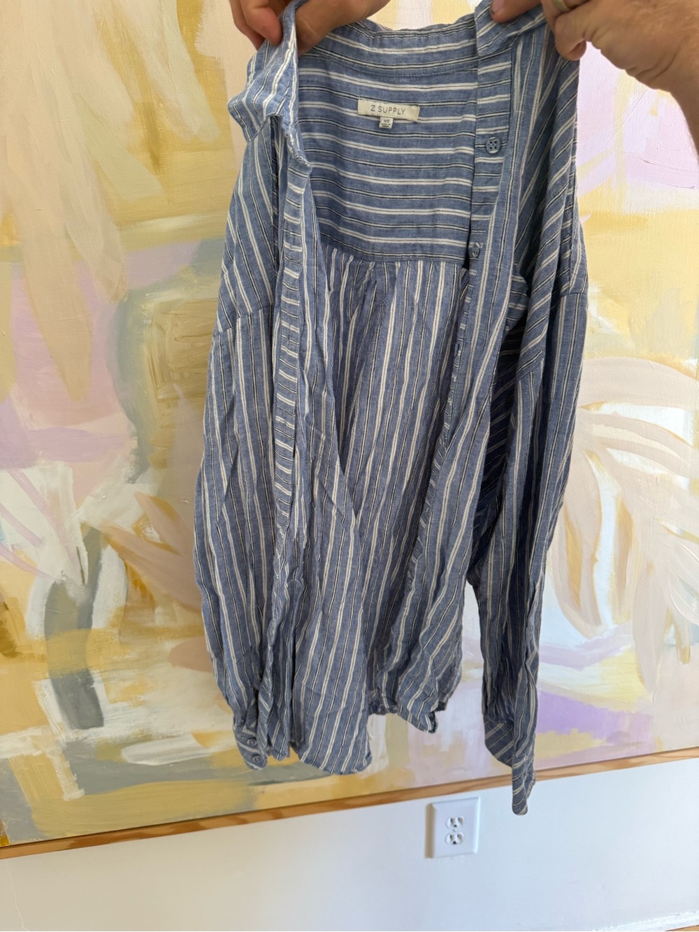 Z Supply Blue & White Striped Button Front Tunic Top | Size XS